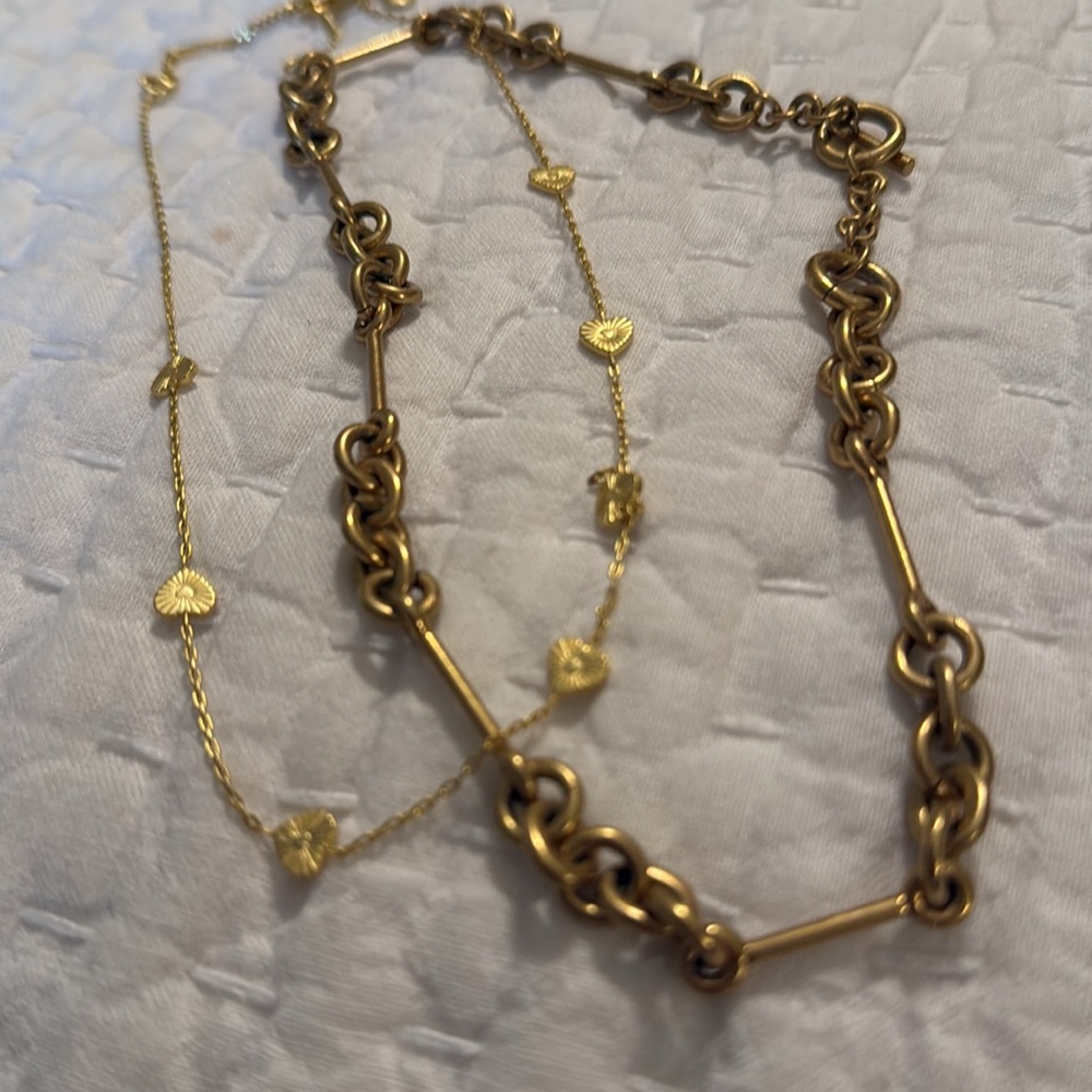 Madewell station necklace and vintage gold choker set